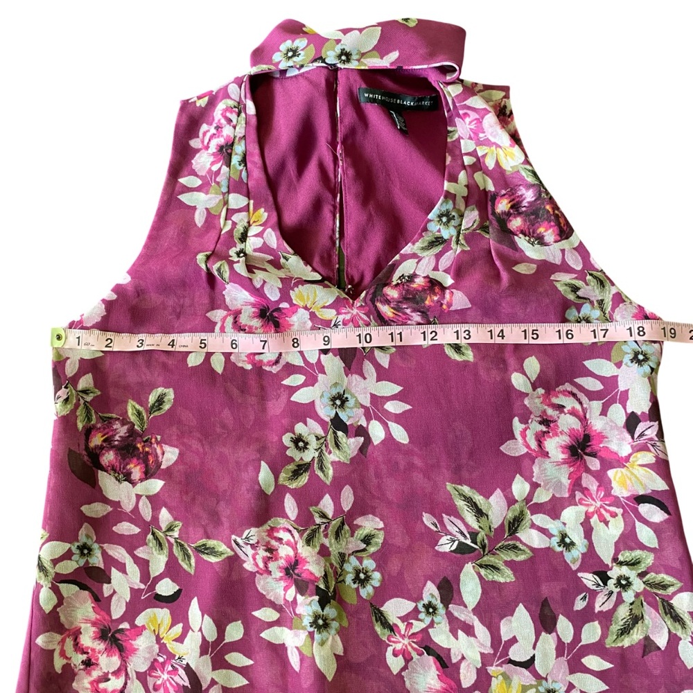 WHBM Purple Floral Choker Neck Bow Chiffon Shift Dress Sz 6 Whimsygoth Coquette - Picture 10 of 14